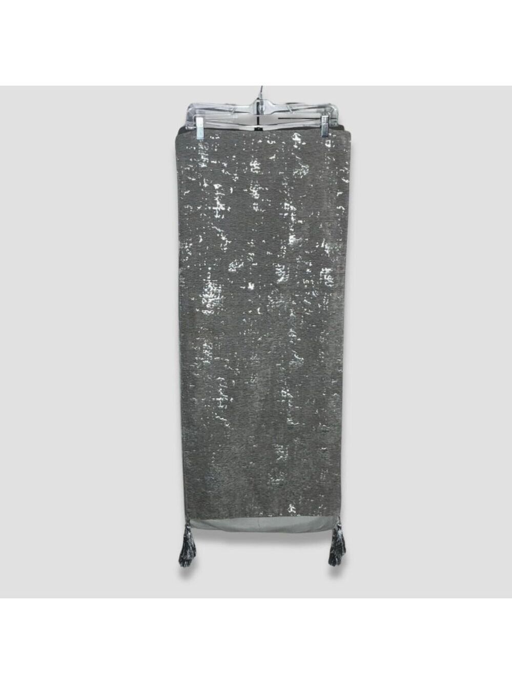 Glitz thick velvet Table Runner shiny Silver Gray Tassel Accents high quality